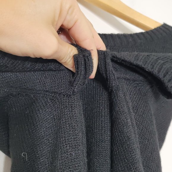 JJ Authentic Black Knit Mini Sweater Tunic Dress Shory Sleeve Sequins Keyhole L - Picture 6 of 10